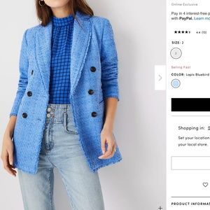 Ann Taylor beautiful blue blazer, New, size 2